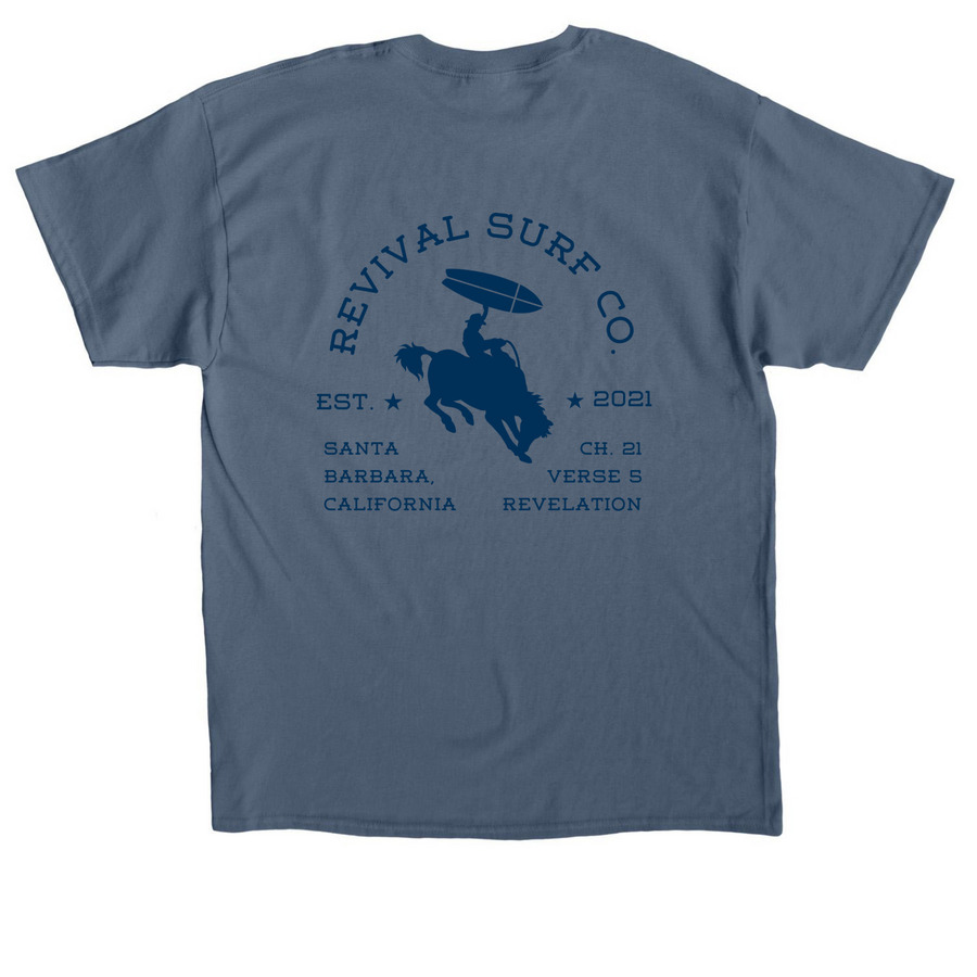 Western (Navy) Font, a Indigo Blue Classic Unisex Tee (back-view)