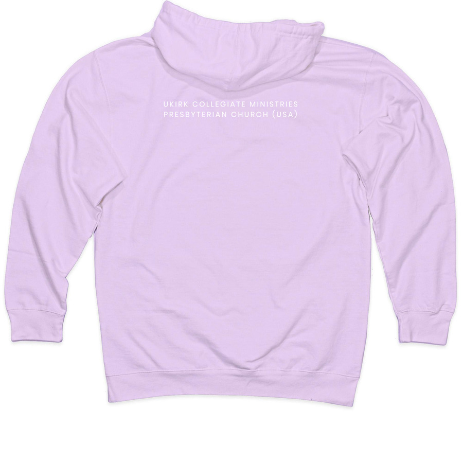 UKIRK Collegiate Ministries, a Lavender Midweight Pullover Hoodie (back-view)