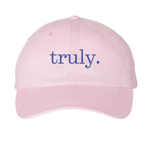 Truly hat, a Pink Printed Pigment Dye Baseball Cap