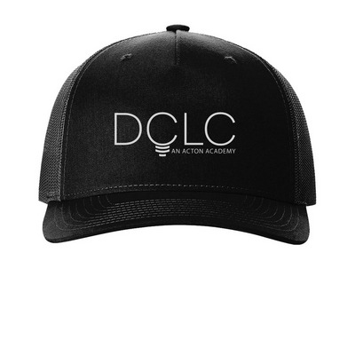 DCLC Hat, a Black Printed Five-Panel Trucker Cap