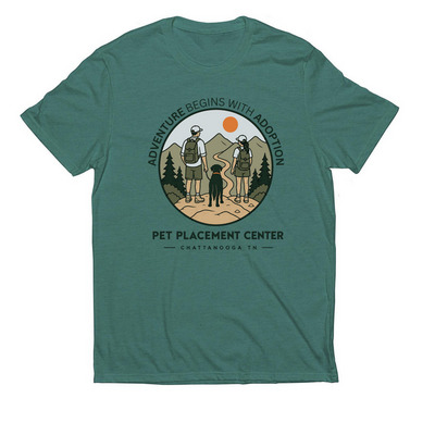 Adventure Begins With Adoption, a Deep Sea Green Allmade Eco Triblend Unisex Tee