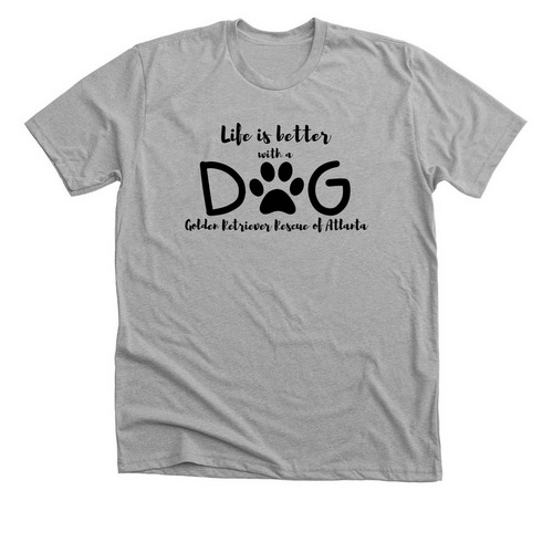Life is better with a DOG, a Athletic Heather Premium Unisex Tee