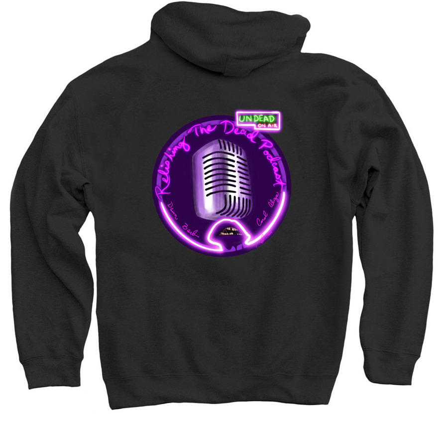 Mic Hoodie, a Black Pullover Hoodie (back-view)