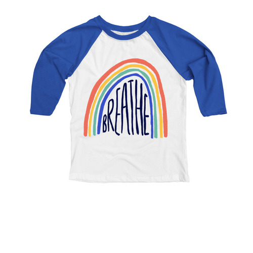 breathe.&nbsp;, a Royal and White Youth 3/4 Sleeve Baseball Tee