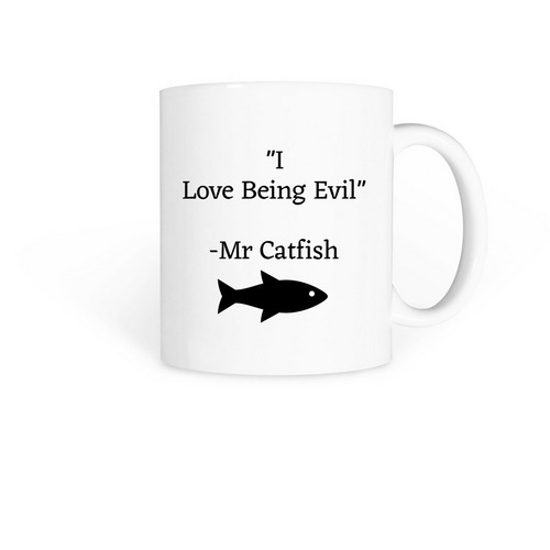 Mr Catfish Evil Mug, a White Coffee Mug