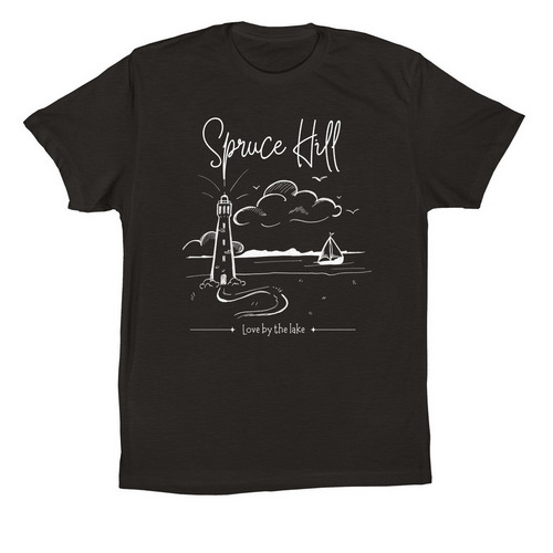 Spruce Hill Tourism (dark colors), a Black Premium Cotton Tee