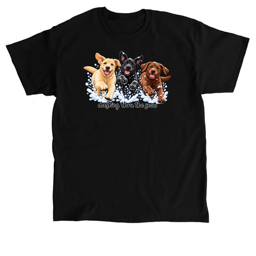 Winter Dashing Thru The Snow Pups, a Black Classic Unisex Tee