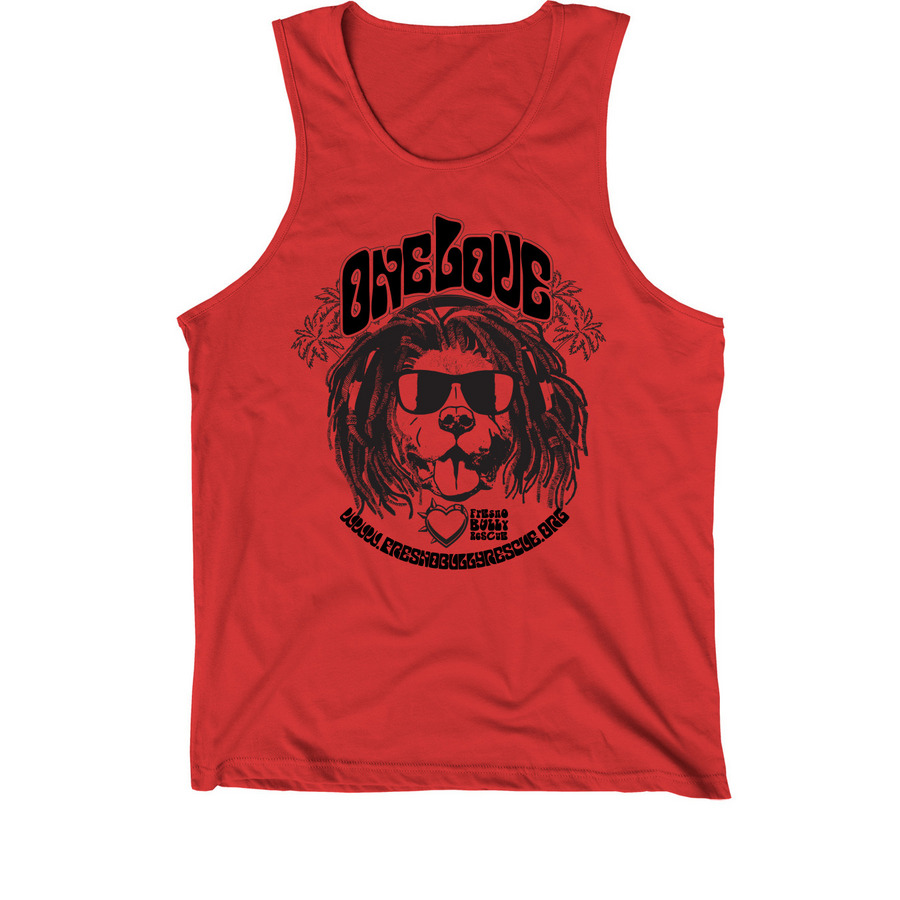 One Love Rasta Bully, a Red Premium Cotton Tank