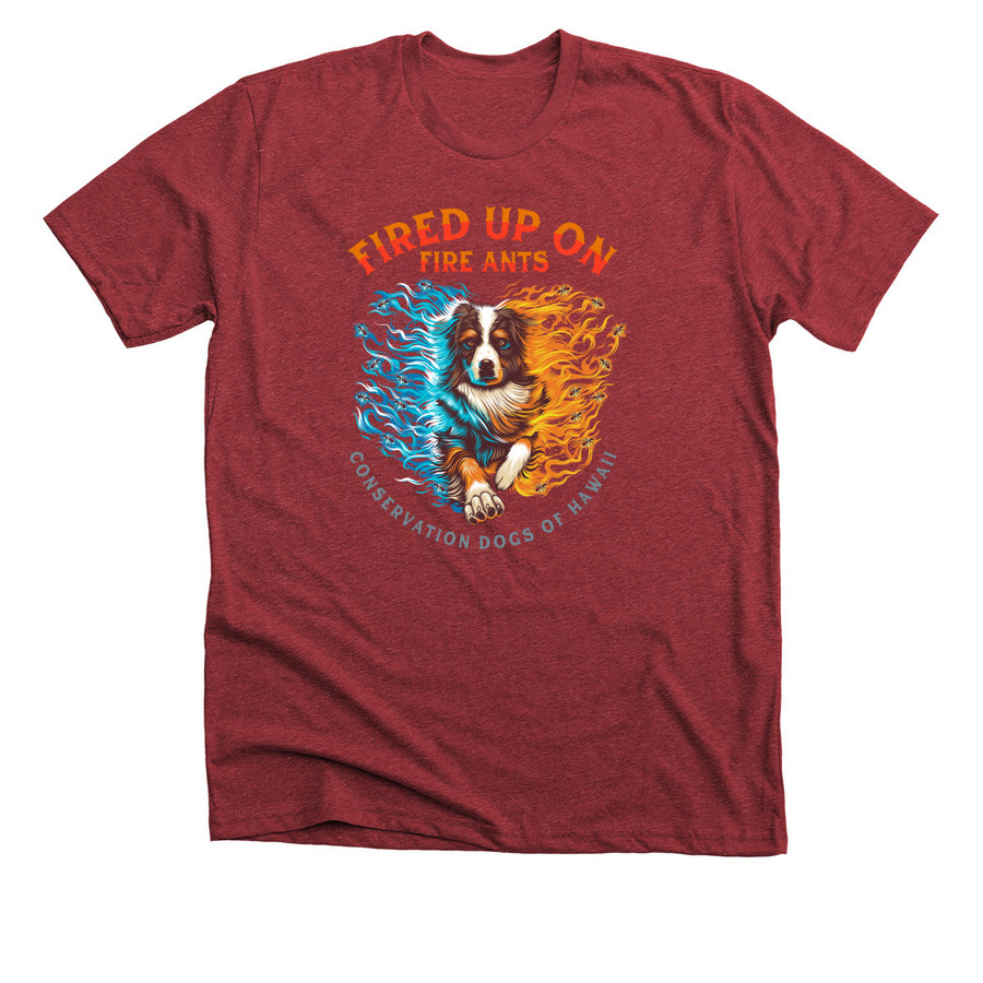 Fired Up on Fire Ants, a Heather Canvas Red Premium Unisex Tee