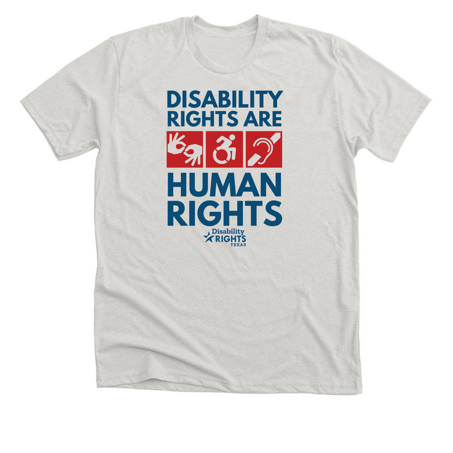 Disability Rights Are Human Rights, a Heather Cement Premium Unisex Tee