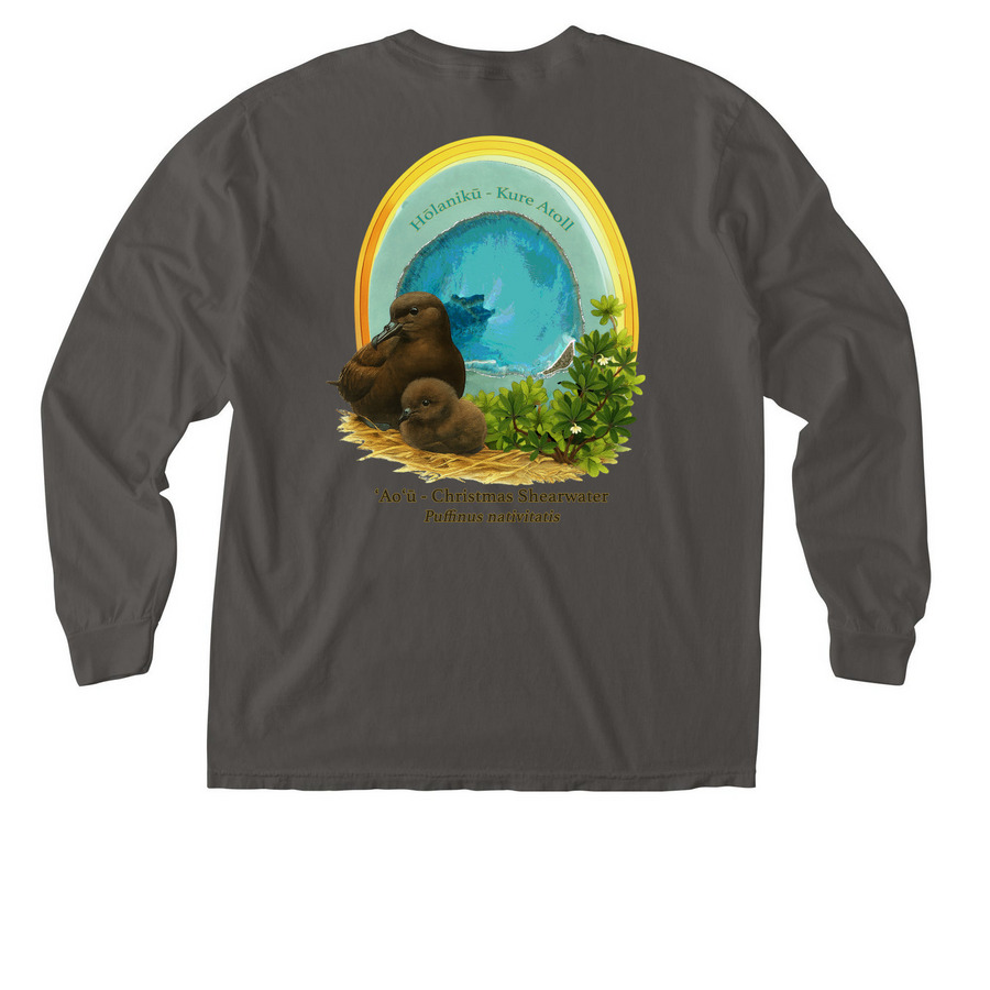 ?Ao?? (Christmas Shearwater) W/ Pockets!, a Pepper Comfort Colors Long Sleeve Pocket Tee (back-view)