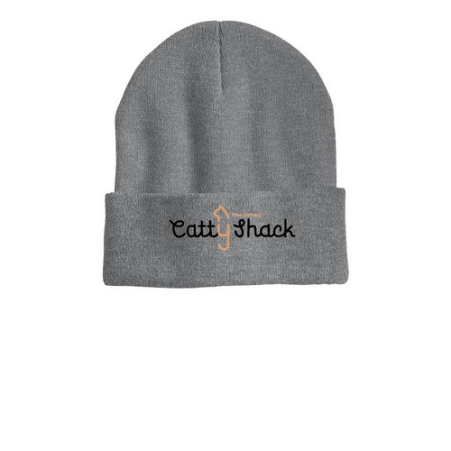 The Oxford Catty Shack Beanies, a Dark Heather Grey Printed Cuffed Beanie