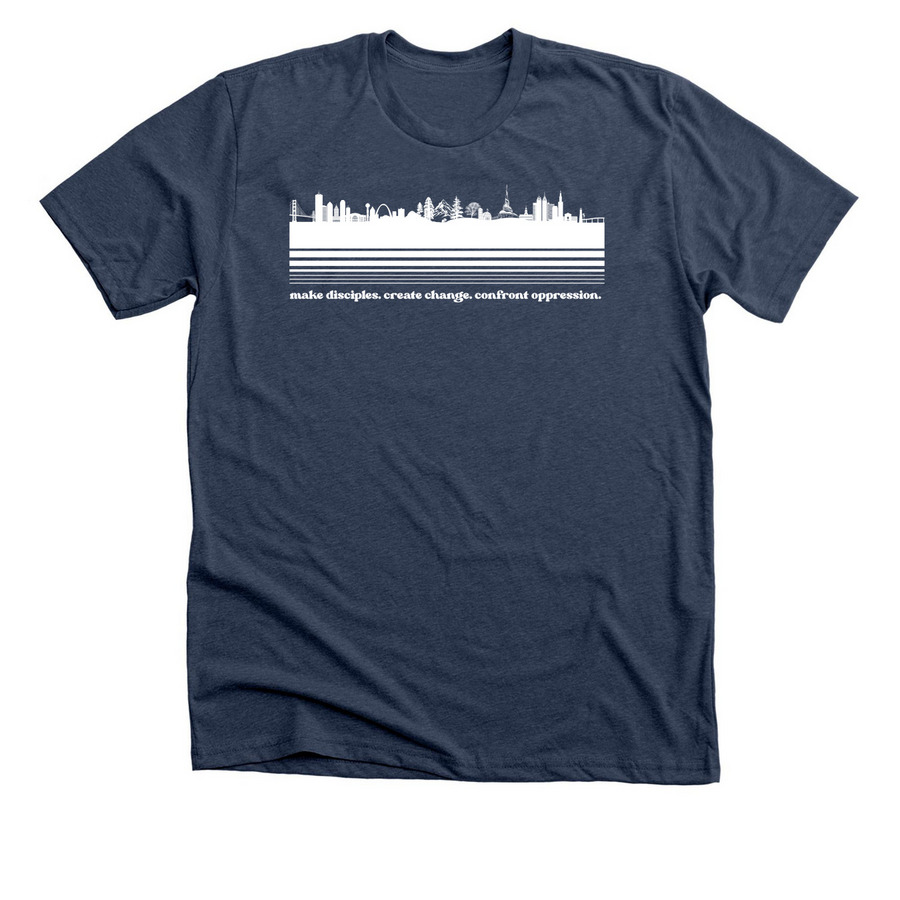 USA Field, a Heather Navy Premium Unisex Tee