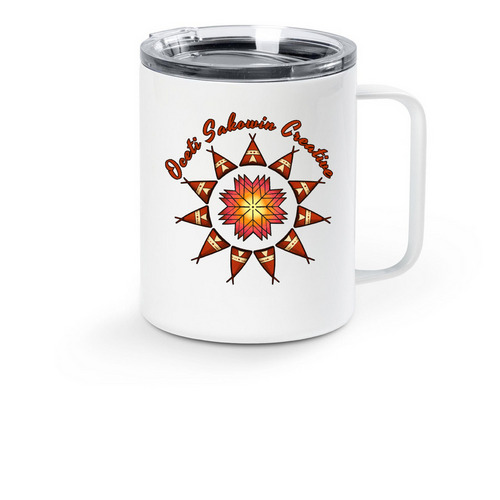 Oceti Sakowin Creative Mug, a White Stainless Steel Travel Mug