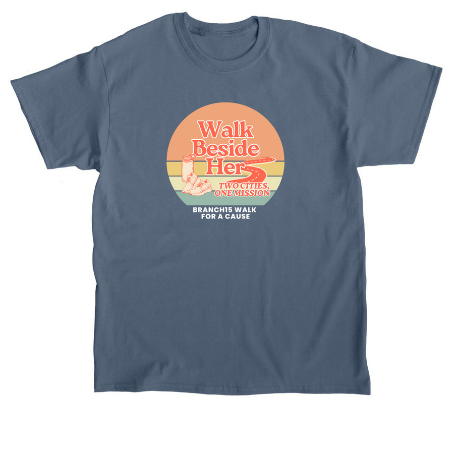 Walk Beside Her: Two Cities, One Mission., a Indigo Blue Classic Unisex Tee