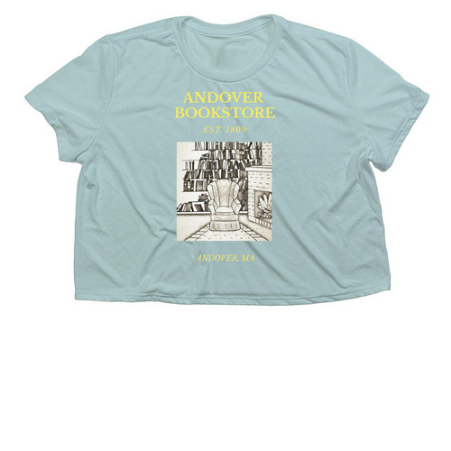 Andover Bookstore Apparel, a Dusty Blue Women?s Flowy Cropped Tee