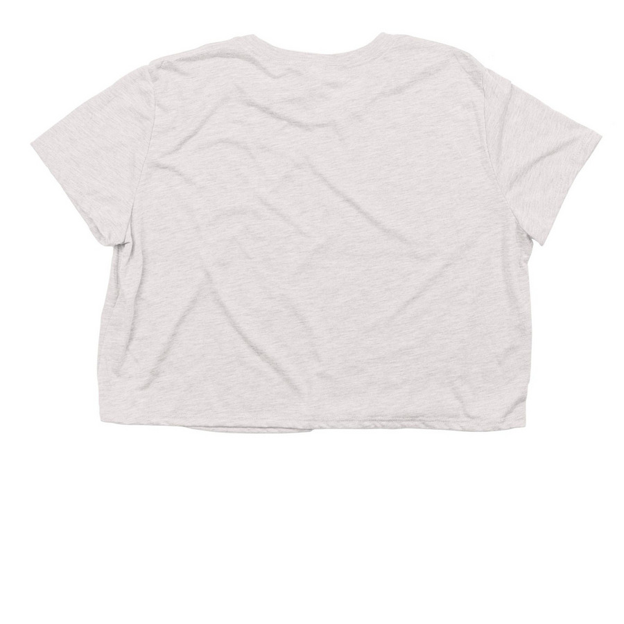 Girl better preach, a Heather Dust Women?s Flowy Cropped Tee (back-view)