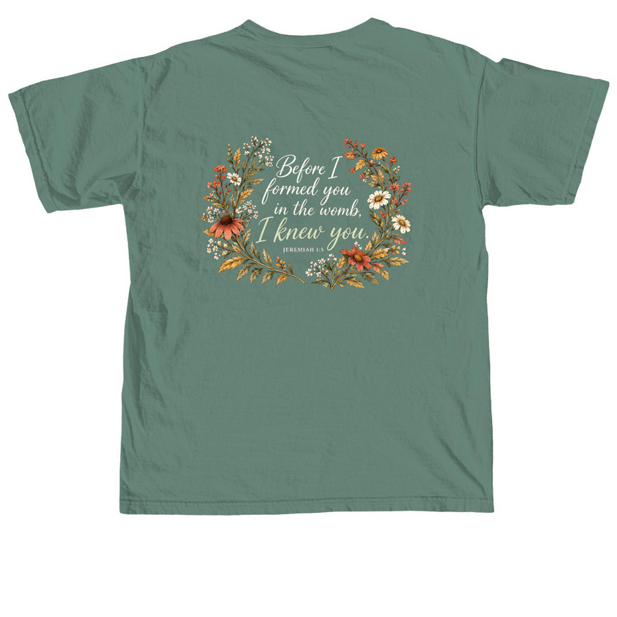 Serene Midwifery Merch, a Light Green Comfort Colors Unisex Tee (back-view)