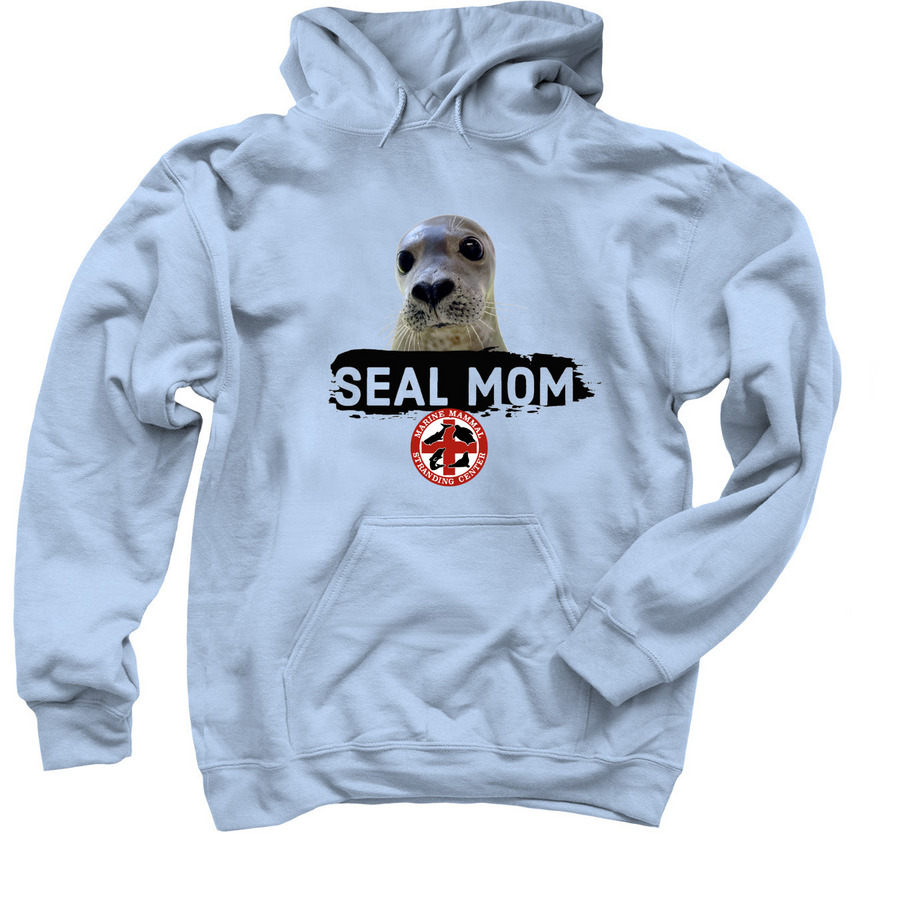Seal Mom, a Light Blue Pullover Hoodie