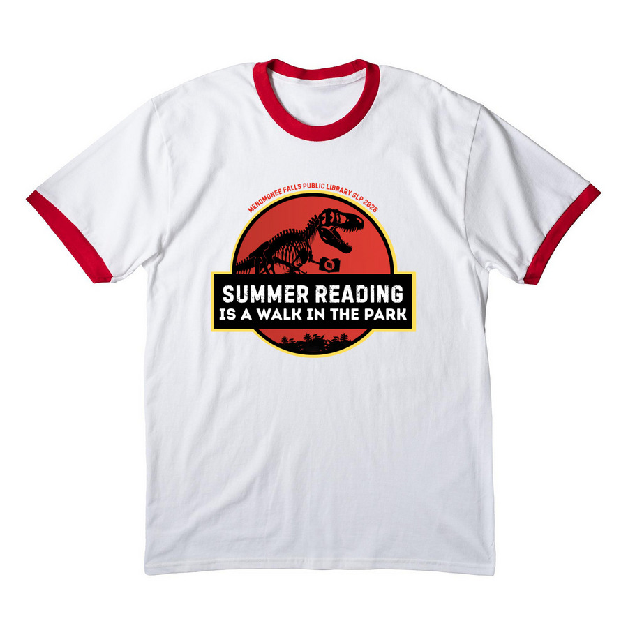 SLP 2026 is a Walk in the Park, a White/ Red Cotton Ringer Tee