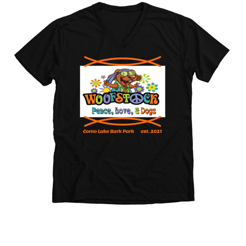 WoofStock 2022, a Solid Black Blend Premium V-Neck Tee