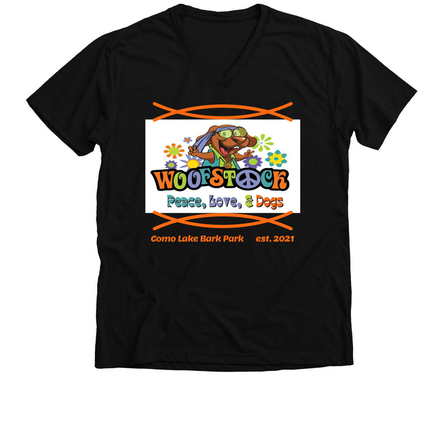 WoofStock 2022, a Solid Black Blend Premium V-Neck Tee
