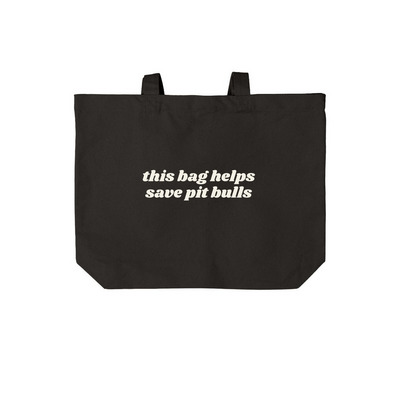 This Bag Helps Save Pit Bulls, a Deep Black Cotton Canvas Tote Bag
