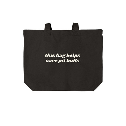 This Bag Helps Save Pit Bulls, a Deep Black Cotton Canvas Tote Bag