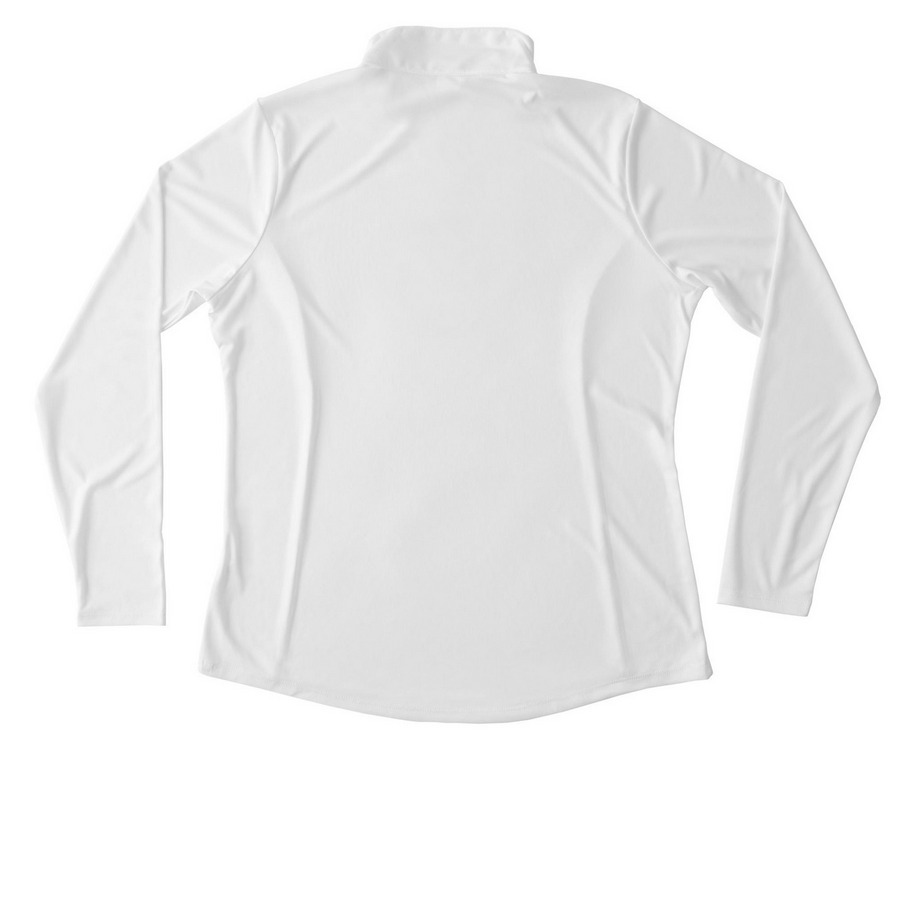 WTS Athletic Shirt, a White Women's Performance Quarter Zip Pullover (back-view)