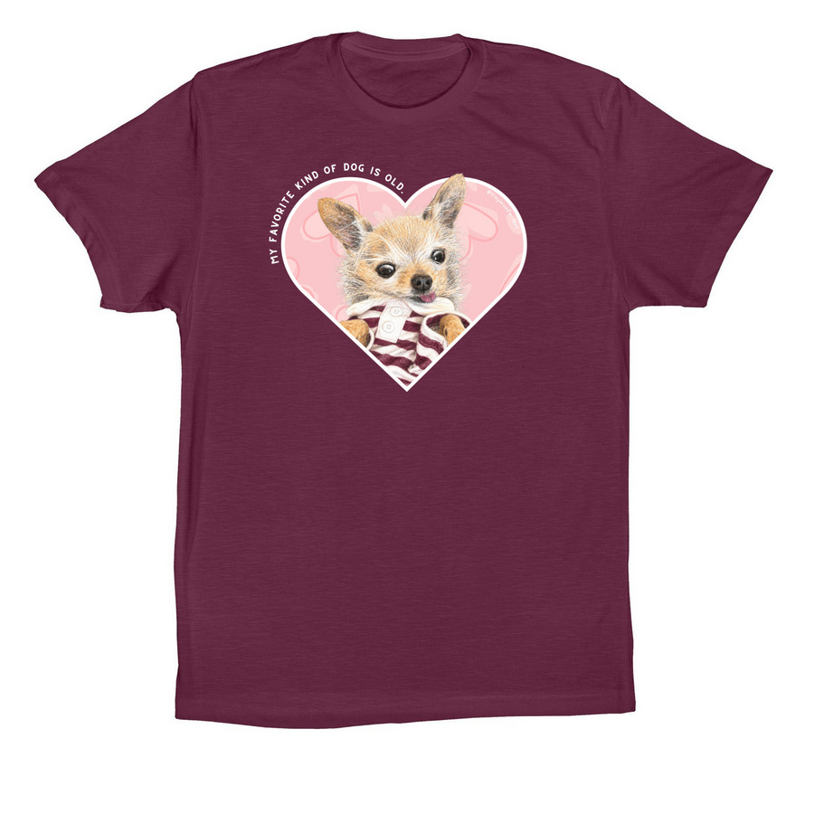 My Favorite Kind of Dog is Old, a Maroon Premium Cotton Tee