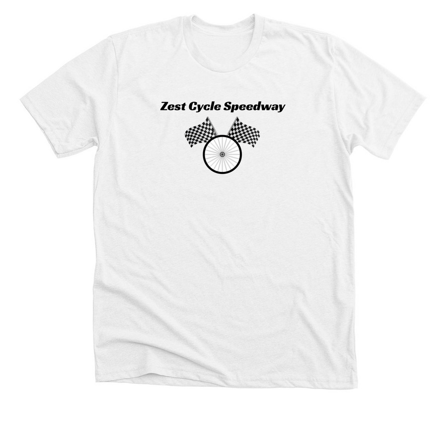 Zest Cycle Speedway, a Solid White Blend Premium Unisex Tee