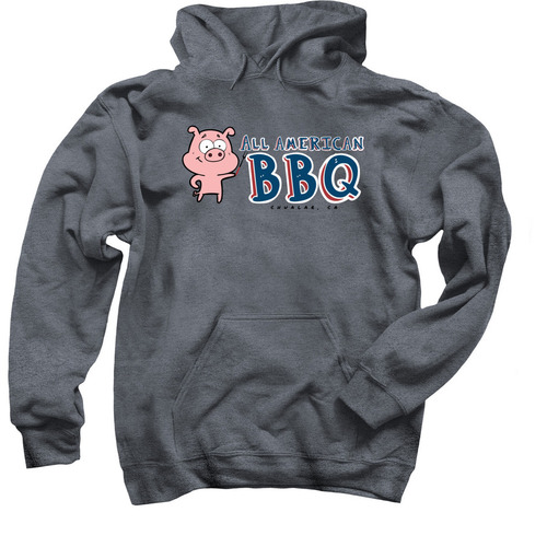 All American BBQ, a Dark Heather Pullover Hoodie