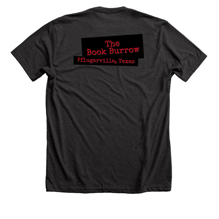 Reading Banned Books is Punk, a Dark Grey Heather Premium Unisex Tee (back-view)