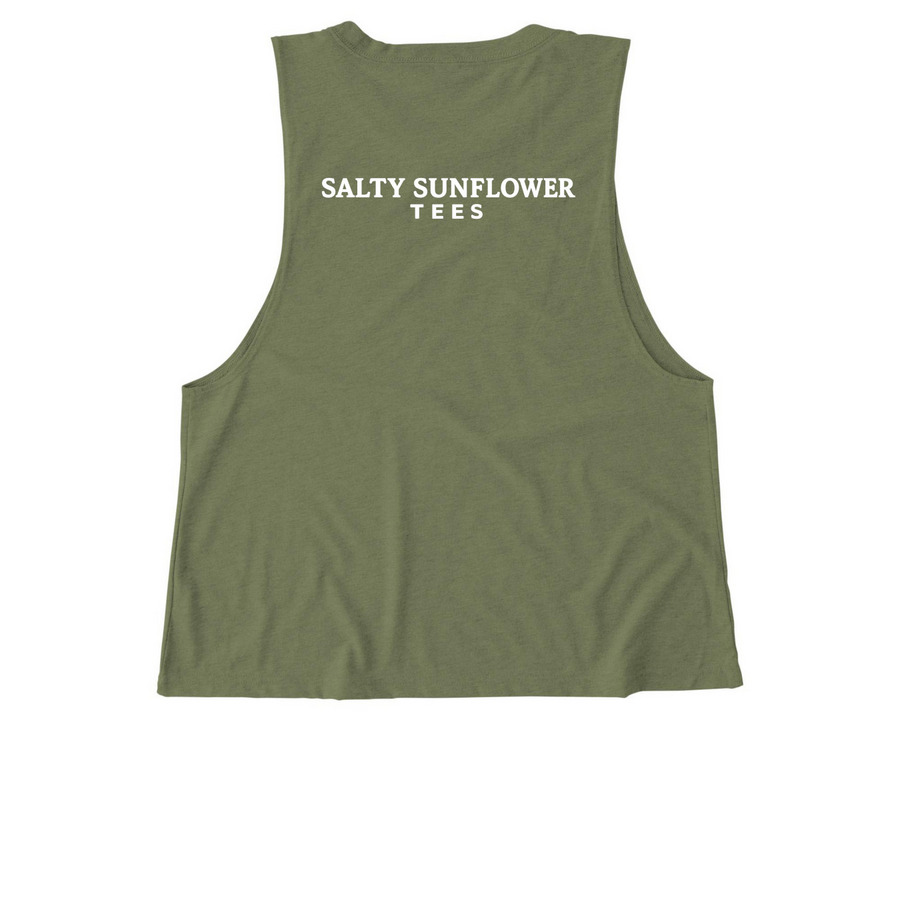 ? I Could Be Meaner, a Olive You Green Allmade Eco Triblend Women?s Muscle Tank (back-view)