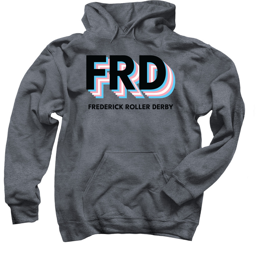 FRD Celebrates Trans Pride!, a Dark Heather Pullover Hoodie