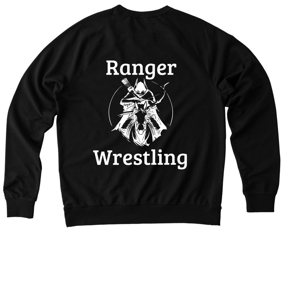 Ranger Wrestling Team Sweatshirts, a Deep Black Allmade Organic French Terry Crewneck Sweatshirt (back-view)