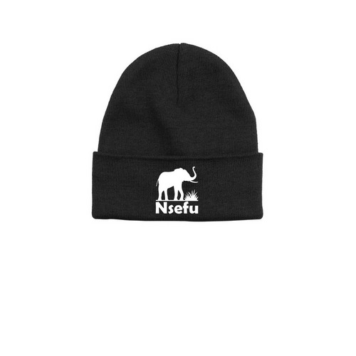 Nsefu Wildlife Logo, a Black Printed Base Camp Beanie