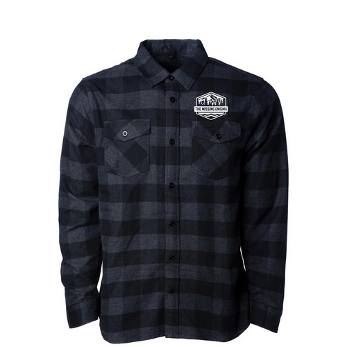 The Missing Enigma Flannels, a Charcoal Heather/ Black Unisex Flannel Shirt