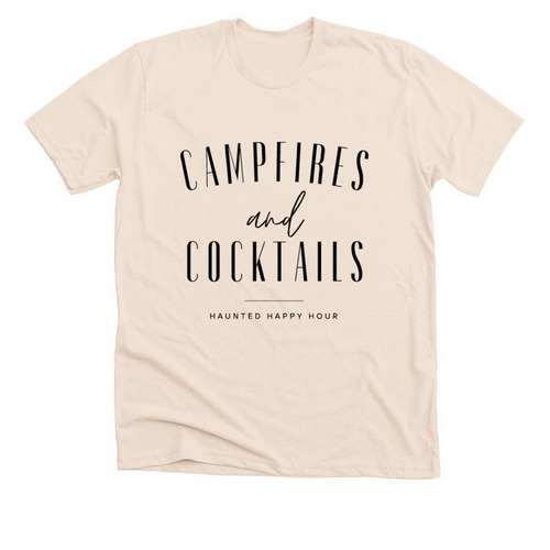 Campfires and Cocktails, a Heather Soft Cream Premium Unisex Tee