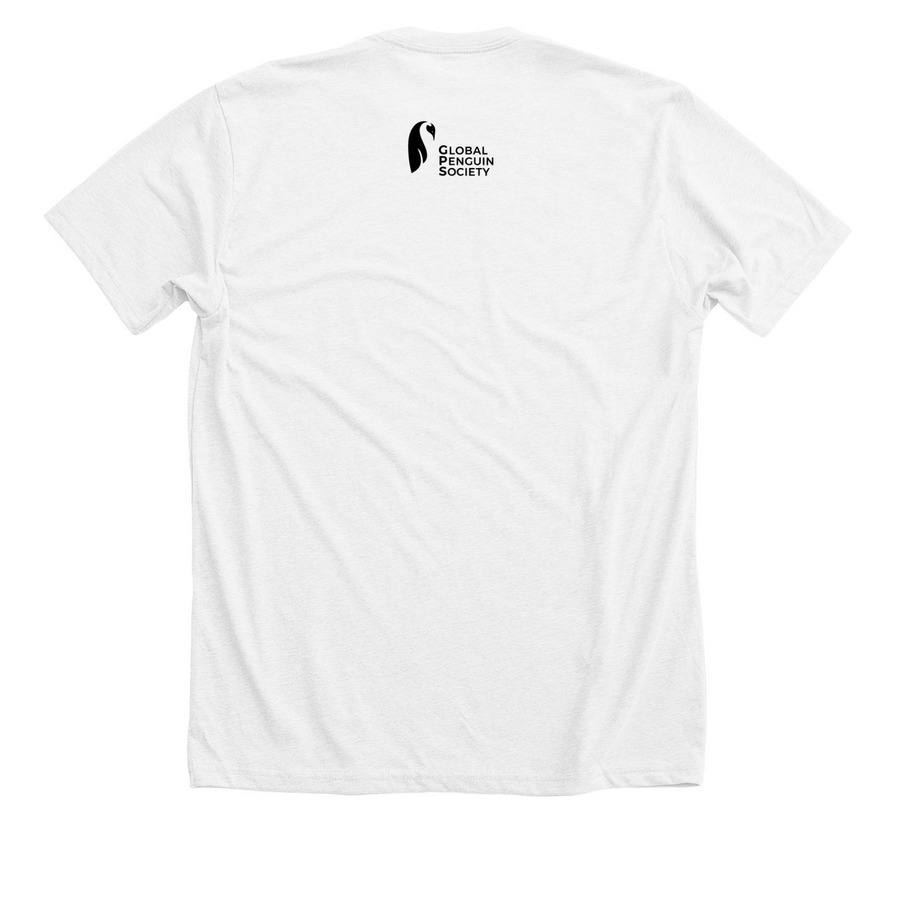Magellanic Penguin-Black Logo, a Solid White Blend Premium Unisex Tee (back-view)