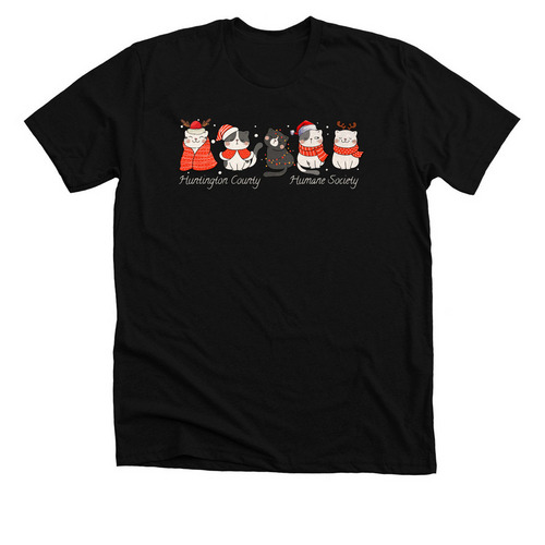 Christmas Kittens, a Solid Black Blend Premium Unisex Tee