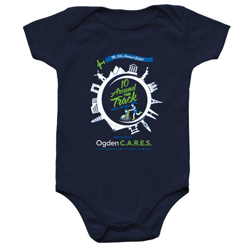 5th Annual Walk N Roll Baby Onesie, a Navy Infant Onesie