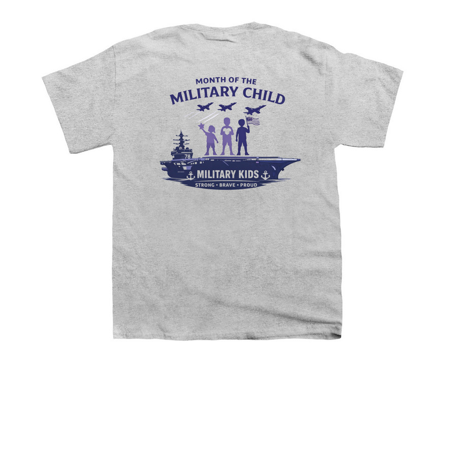 Month of the Military Child, a Sport Grey Youth Unisex Tee (back-view)