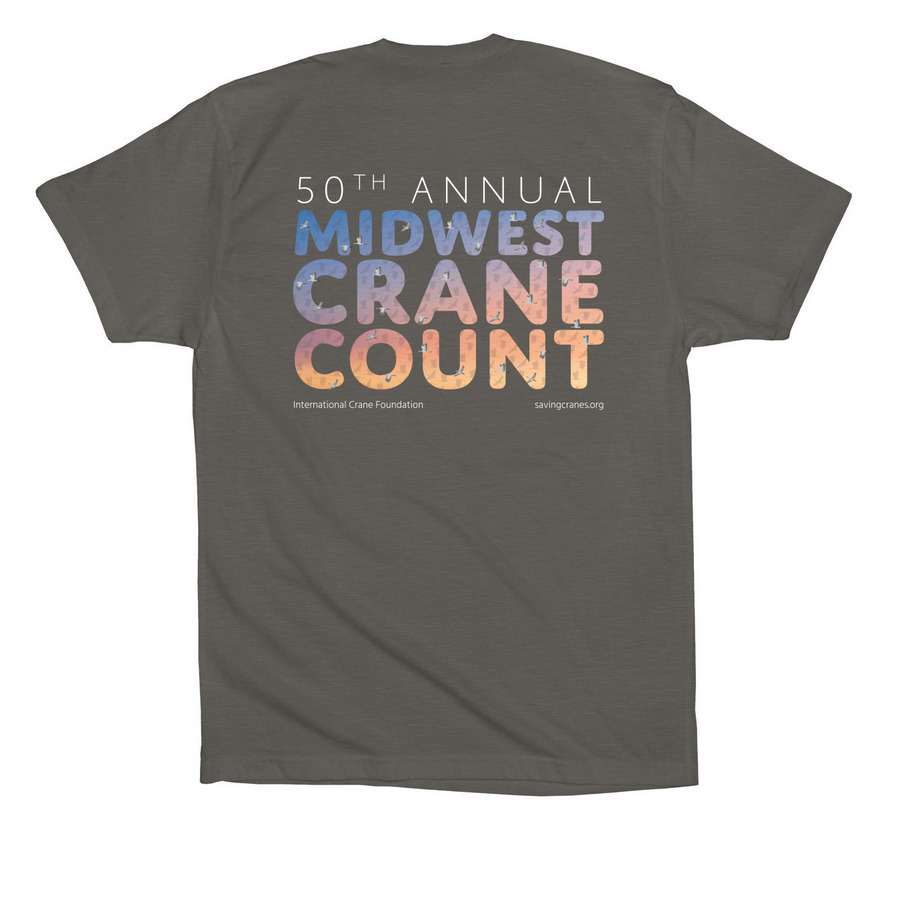 I COUNT CRANES DARK, a Asphalt Premium Cotton Tee (back-view)