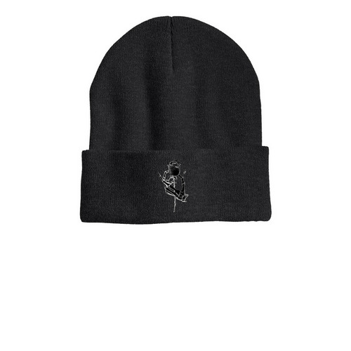 Poor Man's Rose, a Heather Charcoal Printed Cuffed Beanie