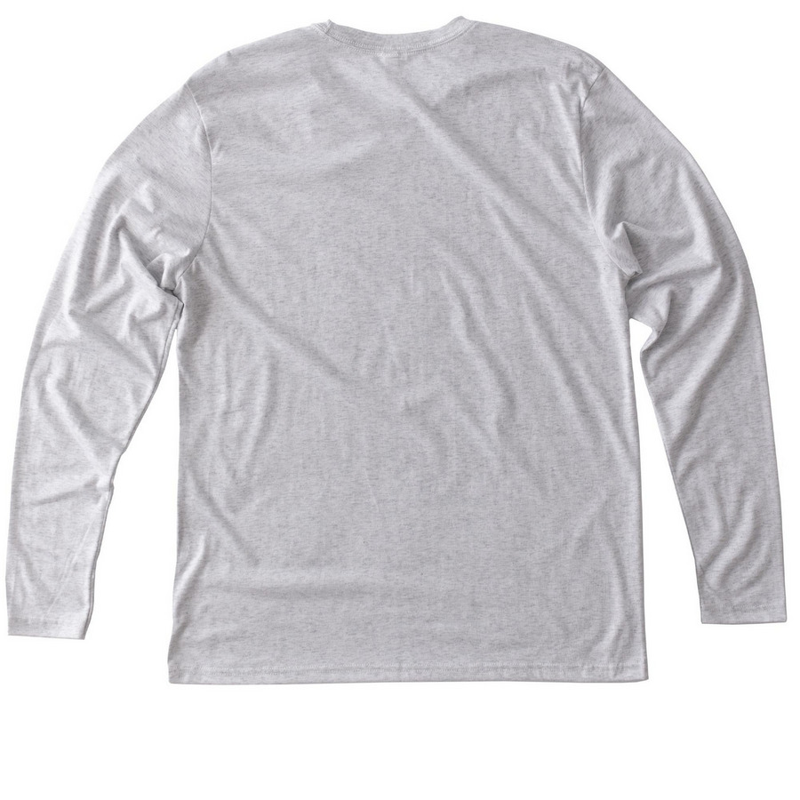 Fruit of the Spirit, a Heather White Triblend Long Sleeve Tee (back-view)