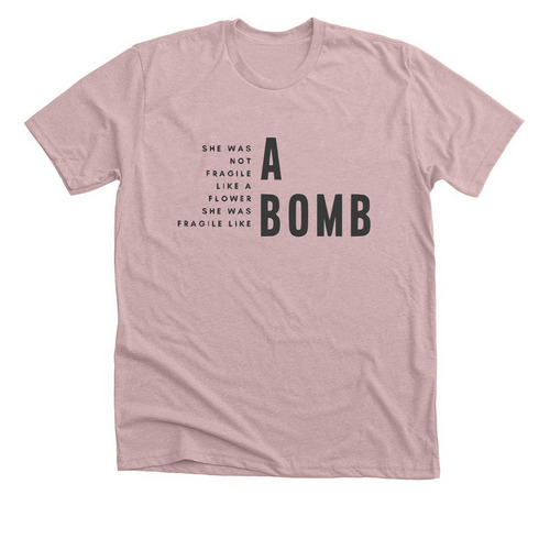 She's A Bomb Tee, a Heather Pink Gravel Premium Unisex Tee