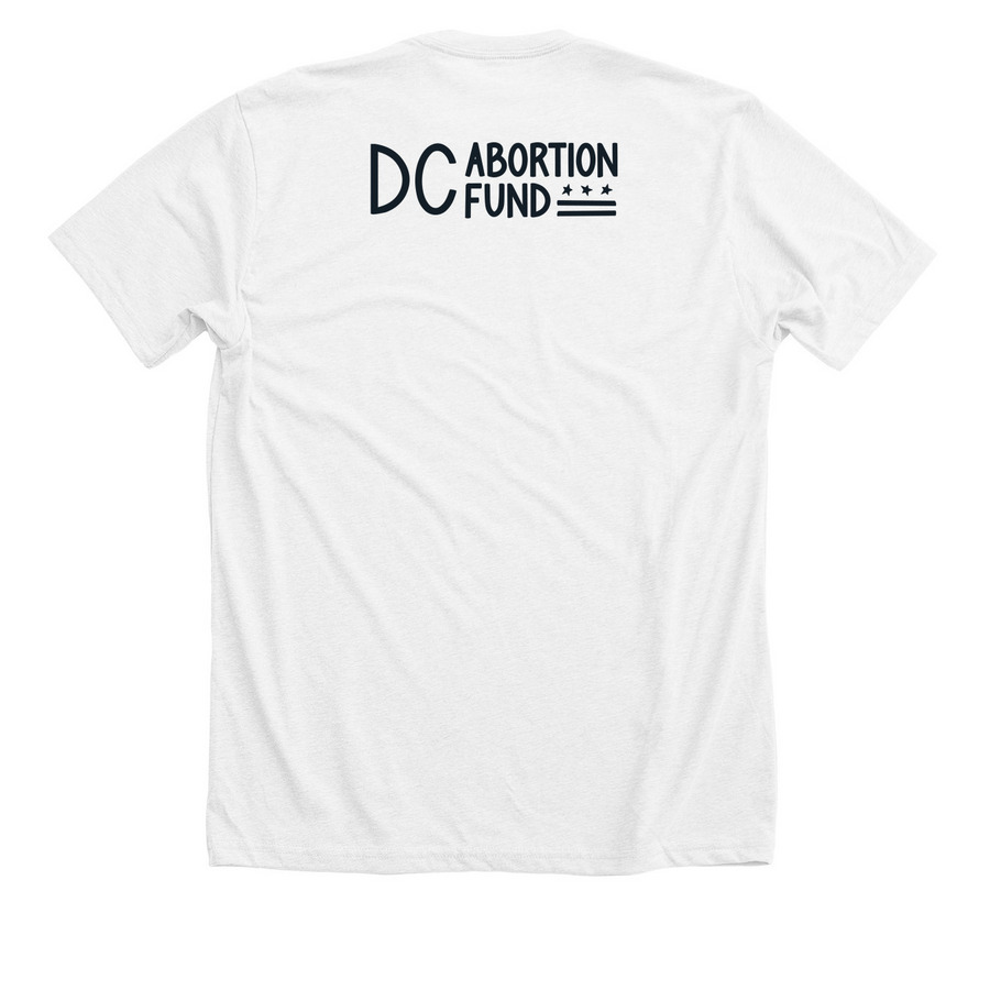 White "Friend of the Fund" Shirt, a Solid White Blend Premium Unisex Tee (back-view)