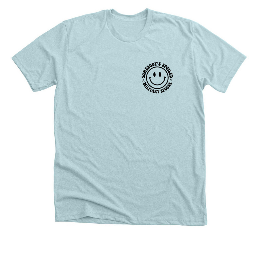 SPOILED MILITARY SPOUSE, a Heather Ice Blue Premium Unisex Tee