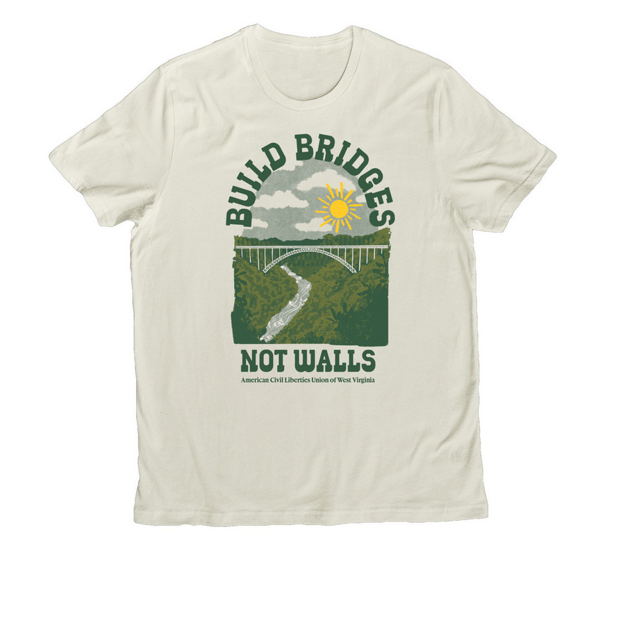 Build Bridges Not Walls, a White Sand Allmade Organic Cotton Unisex Tee